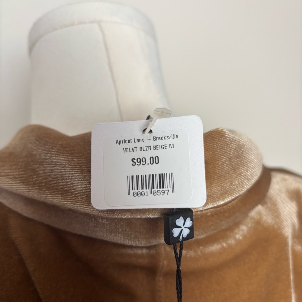 Molly Bracken Velour Blazer Single breasted Notched Lapels 2 Welt Pockets Sz S - Picture 12 of 12